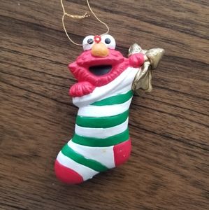 Vintage Elmo in stocking Christmas ornament 1993